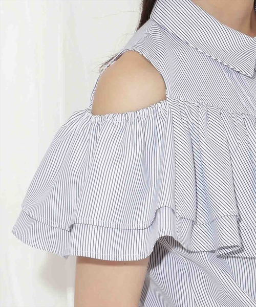 WILLSELECTION（ウィルセレクション）の「2wayショルダーフリルブラウス（シャツ/ブラウス・レディース・ブルー系その他/サックスブルー/オフホワイト・FREE）」の13枚目の写真