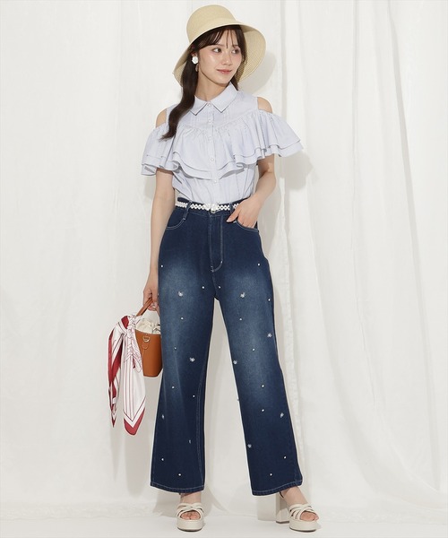 WILLSELECTION（ウィルセレクション）の「2wayショルダーフリルブラウス（シャツ/ブラウス・レディース・ブルー系その他/サックスブルー/オフホワイト・FREE）」の12枚目の写真