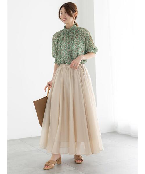 Te chichi（テチチ）の「シアーフレアスカート（スカート・レディース・モカ/ブラック/オフホワイト/ブルー・F）」の5枚目の写真