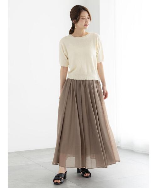 Te chichi（テチチ）の「シアーフレアスカート（スカート・レディース・モカ/ブラック/オフホワイト/ブルー・F）」の12枚目の写真