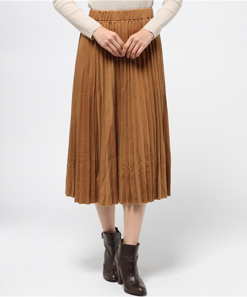 CIAOPANIC（チャオパニック）の「【Ciaopanic】　ミニ裏毛ミモレプリーツSK（スカート・レディース・キャメル/ネイビー/グレー/カーキ・FREE）」の4枚目の写真