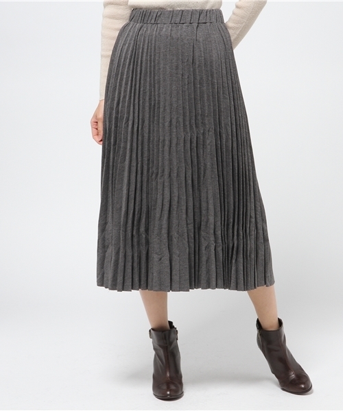 CIAOPANIC（チャオパニック）の「【Ciaopanic】　ミニ裏毛ミモレプリーツSK（スカート・レディース・キャメル/ネイビー/グレー/カーキ・FREE）」の2枚目の写真