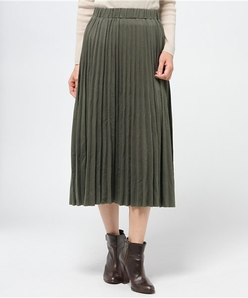 CIAOPANIC（チャオパニック）の「【Ciaopanic】　ミニ裏毛ミモレプリーツSK（スカート・レディース・キャメル/ネイビー/グレー/カーキ・FREE）」の3枚目の写真