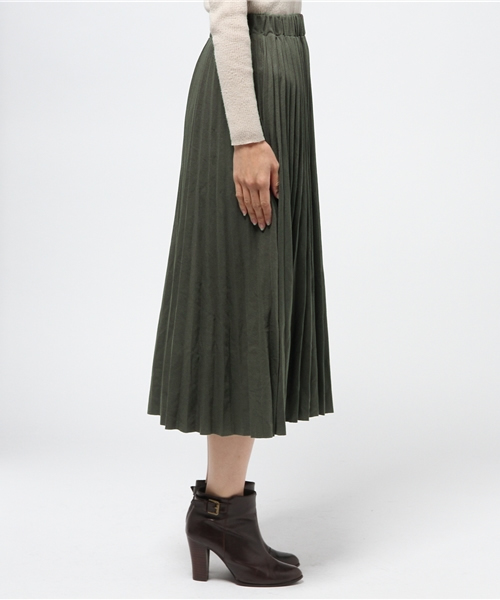 CIAOPANIC（チャオパニック）の「【Ciaopanic】　ミニ裏毛ミモレプリーツSK（スカート・レディース・キャメル/ネイビー/グレー/カーキ・FREE）」の5枚目の写真