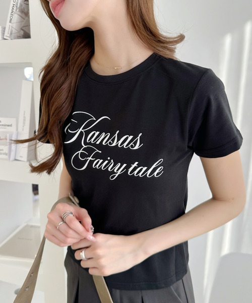 Ada.（エイダ）の「スクリプトフォント風 ロゴ Tシャツ（Tシャツ/カットソー・レディース・ブラック/ブラウン/ホワイト・FREE）」の9枚目の写真