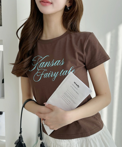 Ada.（エイダ）の「スクリプトフォント風 ロゴ Tシャツ（Tシャツ/カットソー・レディース・ブラック/ブラウン/ホワイト・FREE）」の14枚目の写真