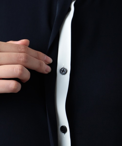 GALLORIA（ギャローリア）の「接触冷感　配色バンドカラーブラウス（シャツ/ブラウス・レディース・ライトグレー/ネイビー・LL/S/M/L）」の9枚目の写真