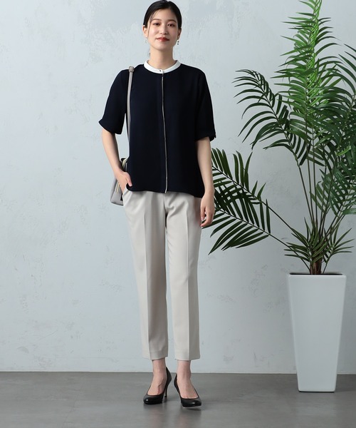 GALLORIA（ギャローリア）の「接触冷感　配色バンドカラーブラウス（シャツ/ブラウス・レディース・ライトグレー/ネイビー・LL/S/M/L）」の10枚目の写真