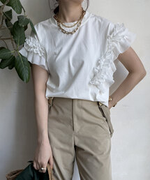 DouDou | 【WEB限定】袖アシメフリルTEE(Tシャツ/カットソー)