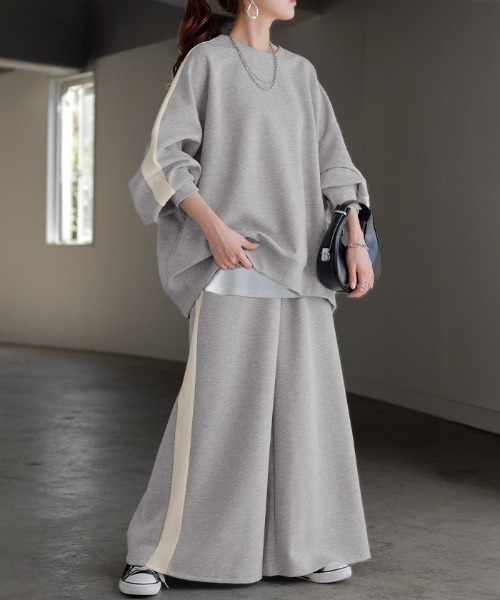 とろけるスウェット ラインパンツ / トップス セットアップ