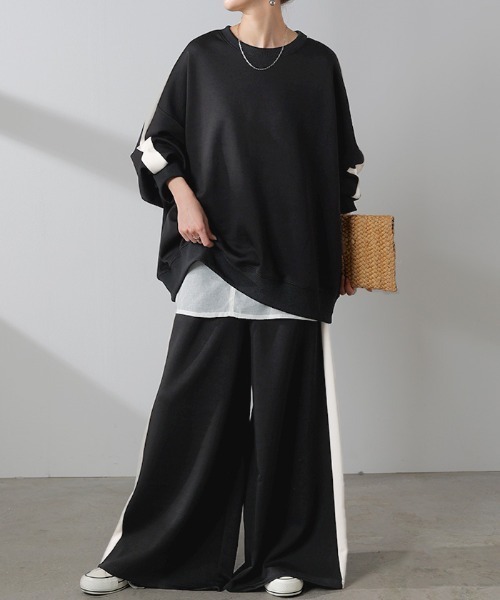 とろけるスウェット ラインパンツ / トップス セットアップ