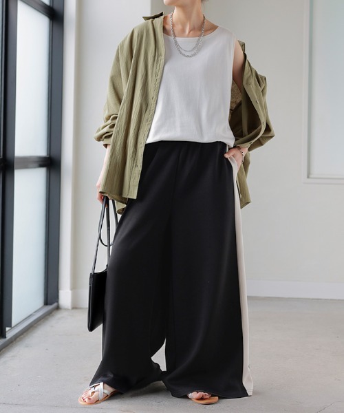 とろけるスウェット ラインパンツ / トップス セットアップ