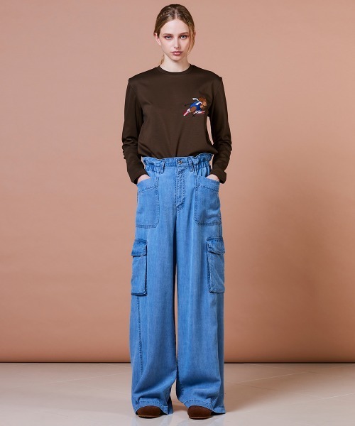 DOUBLE STANDARD CLOTHING（ダブルスタンダードクロージング）の「スーピーコットン ベア刺繍ロンT（Tシャツ/カットソー・レディース・オフホワイト/ブラウン・FREE）」の5枚目の写真