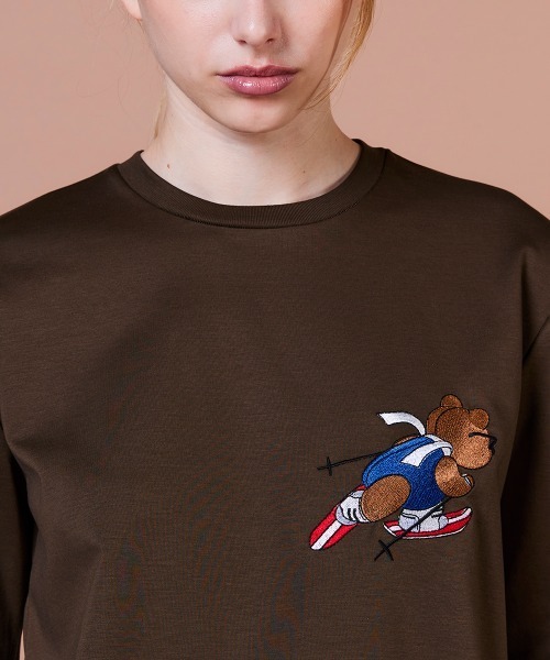 DOUBLE STANDARD CLOTHING（ダブルスタンダードクロージング）の「スーピーコットン ベア刺繍ロンT（Tシャツ/カットソー・レディース・オフホワイト/ブラウン・FREE）」の10枚目の写真