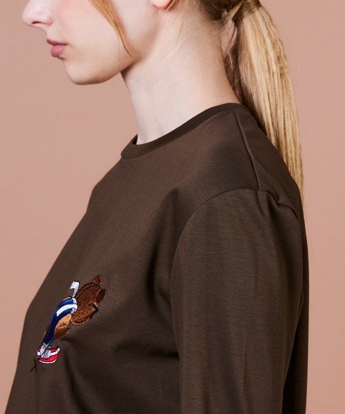 DOUBLE STANDARD CLOTHING（ダブルスタンダードクロージング）の「スーピーコットン ベア刺繍ロンT（Tシャツ/カットソー・レディース・オフホワイト/ブラウン・FREE）」の12枚目の写真