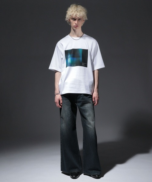 HARE（ハレ）の「REFLECTIONフォトモチーフカット(HARE)（Tシャツ/カットソー・メンズ・ホワイト×ブルー/ブラック系その他/ブラック×レッド・FREE）」の7枚目の写真