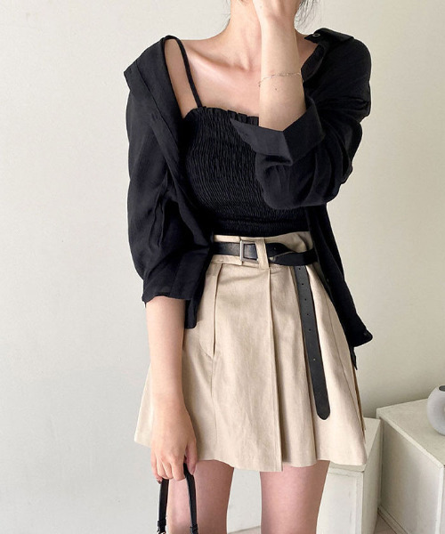 慈雨【美品】シアーシャツ+インナー2点セット センソユニコ インナー付き シアーブラウス2点セット 春[品番：AGCW0002227