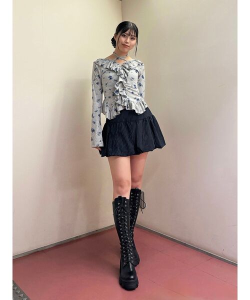 セール】ラッフルフリルトップス 花柄（Tシャツ/カットソー）｜jouetie