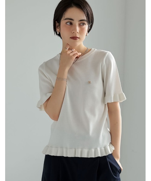 2025SS COLLECTION][MEISM by Re:EDIT]裾フリルMロゴサマーニット