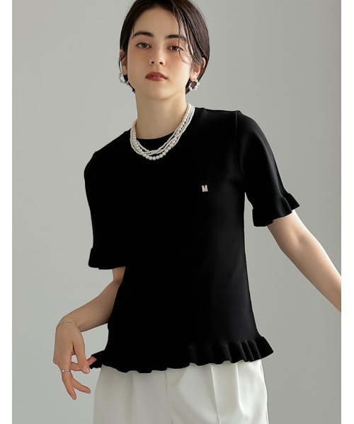 2025SS COLLECTION][MEISM by Re:EDIT]裾フリルMロゴサマーニット