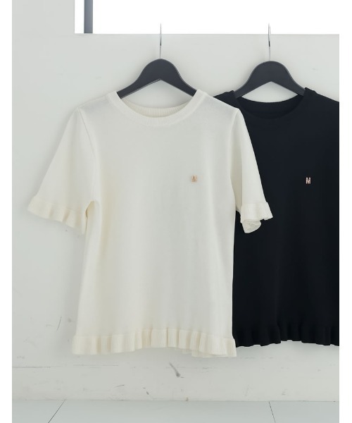 2025SS COLLECTION][MEISM by Re:EDIT]裾フリルMロゴサマーニット