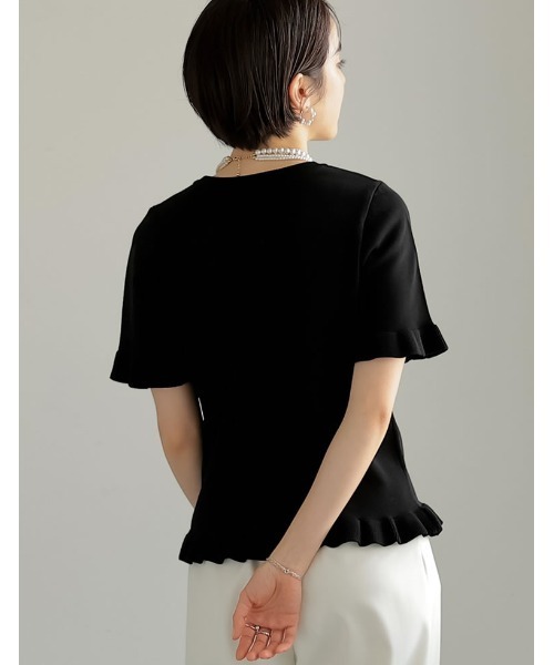 2025SS COLLECTION][MEISM by Re:EDIT]裾フリルMロゴサマーニット