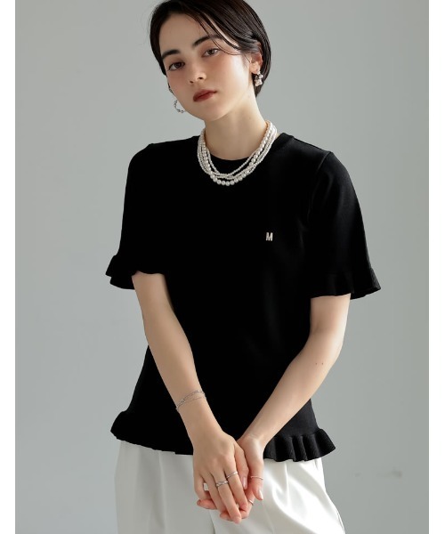 2025SS COLLECTION][MEISM by Re:EDIT]裾フリルMロゴサマーニット