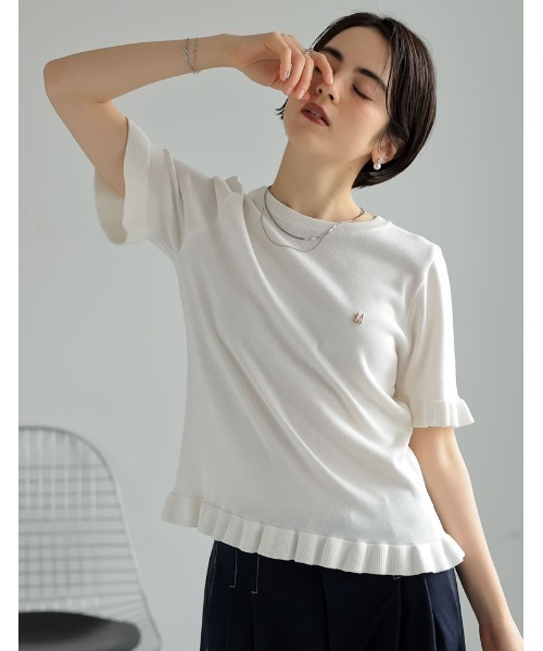 2025SS COLLECTION][MEISM by Re:EDIT]裾フリルMロゴサマーニット