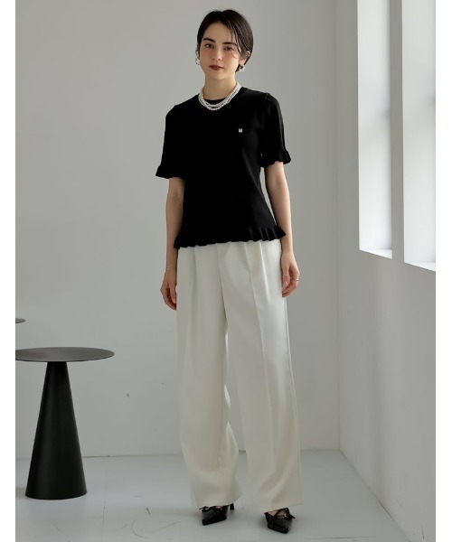 2025SS COLLECTION][MEISM by Re:EDIT]裾フリルMロゴサマーニット