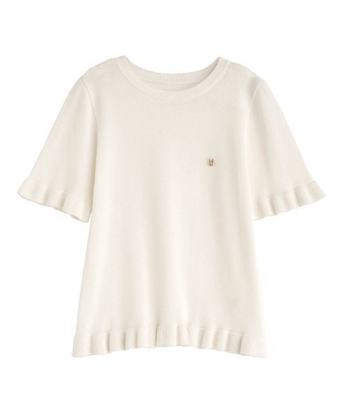 2025SS COLLECTION][MEISM by Re:EDIT]裾フリルMロゴサマーニット