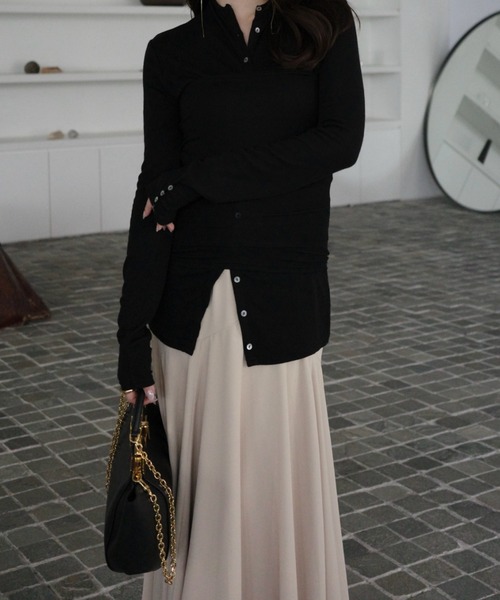 ライトダブルサテンボリュームナロースカート（スカート）｜anuans（ア