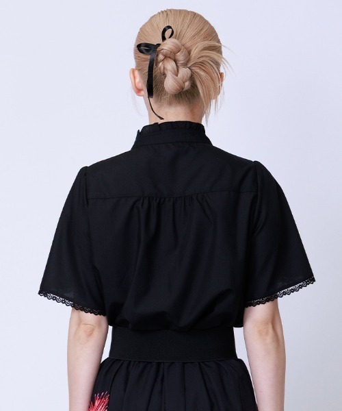 axes femme（アクシーズファム）の「綿混ラッフルフリルブラウス（シャツ/ブラウス・レディース・ミント/ブラック/ホワイト・FREE）」の6枚目の写真