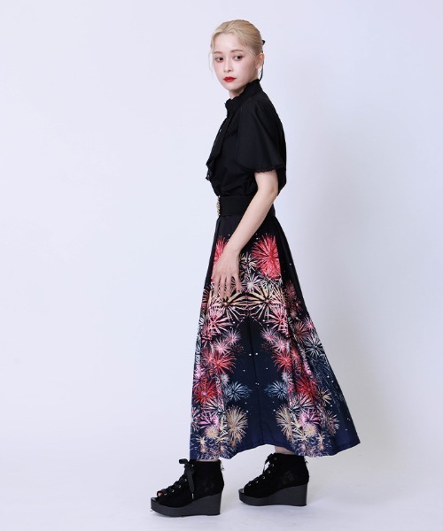 axes femme（アクシーズファム）の「綿混ラッフルフリルブラウス（シャツ/ブラウス・レディース・ミント/ブラック/ホワイト・FREE）」の7枚目の写真