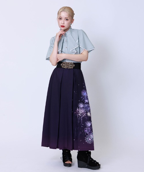 axes femme（アクシーズファム）の「綿混ラッフルフリルブラウス（シャツ/ブラウス・レディース・ミント/ブラック/ホワイト・FREE）」の11枚目の写真