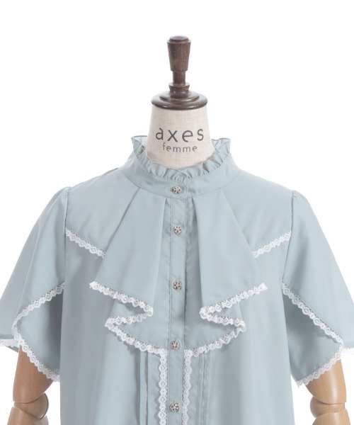 axes femme（アクシーズファム）の「綿混ラッフルフリルブラウス（シャツ/ブラウス・レディース・ミント/ブラック/ホワイト・FREE）」の16枚目の写真