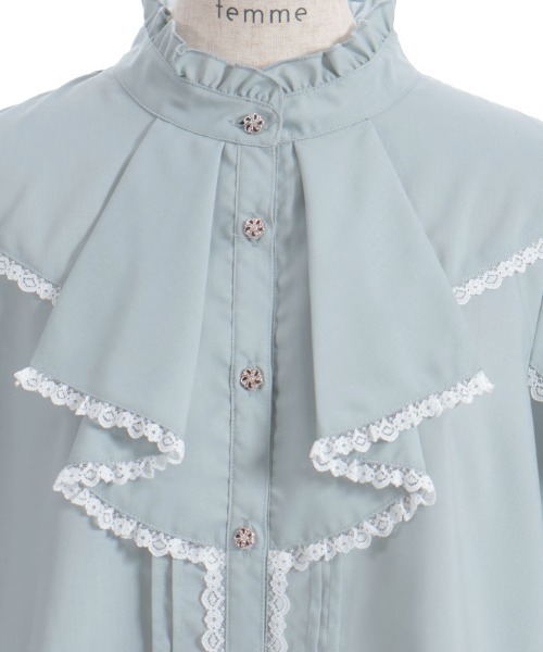 axes femme（アクシーズファム）の「綿混ラッフルフリルブラウス（シャツ/ブラウス・レディース・ミント/ブラック/ホワイト・FREE）」の18枚目の写真