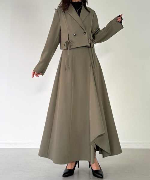 セール】前リボンテーラードジャケット＋フレアラッフルスカート