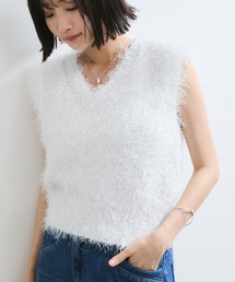 フェザー ファー ニット ホワイト 新品 MIXファーニットプルオーバー | Whim Gazette(ウィム ガゼット
