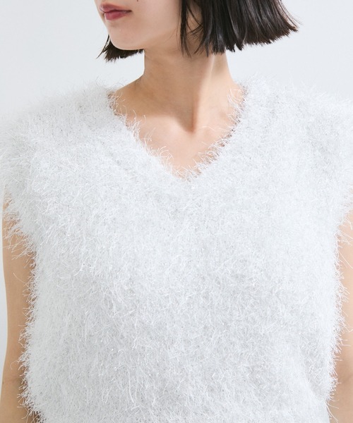 VIS（ビス）の「【WEB限定サイズ:MT/着丈が選べる】【洗える】フェザーヤーンニットベスト（ニット/セーター・レディース・ホワイト系その他/キナリ・M/MT）」の15枚目の写真