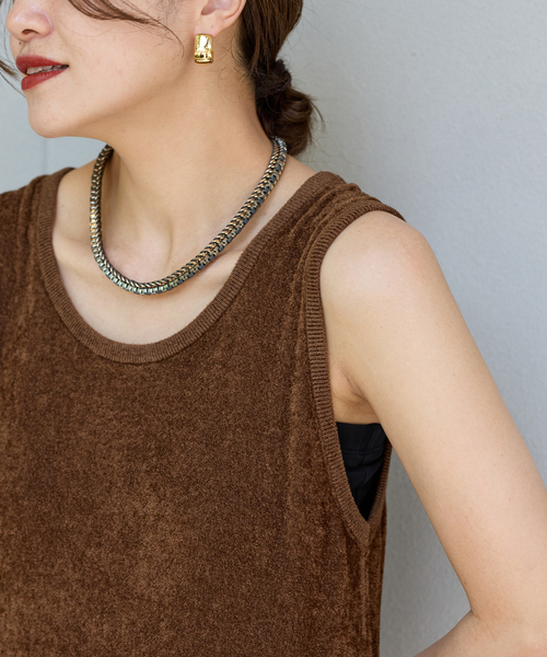 JOURNAL STANDARD(ジャーナルスタンダード)の「ベロアニットワンピース(ワンピース・レディース・ブラウン/ネイビー・FREE)」の9枚目の写真