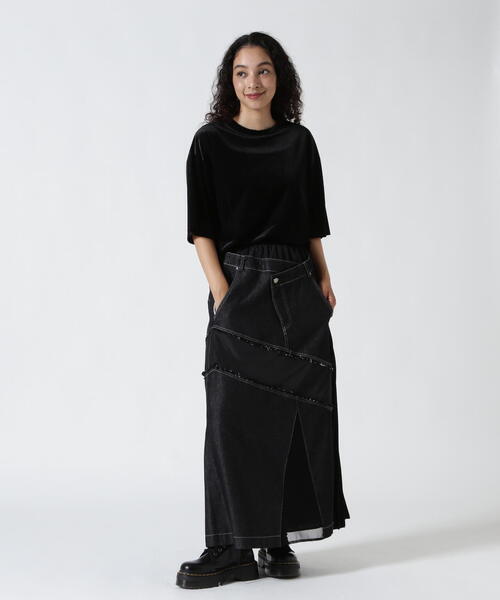 YENN(イエン)の「YENN(イエン)VELVET RELAX TOPS /Y253-82070(Tシャツ/カットソー・レディース・ベージュ/ブラック/ブラウン・F)」の6枚目の写真