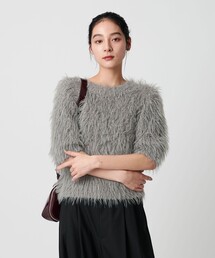 BEAUTY&YOUTH UNITED ARROWS | フェザーヤーン ハーフスリーブ ニットプルオーバー(ニット/セーター)