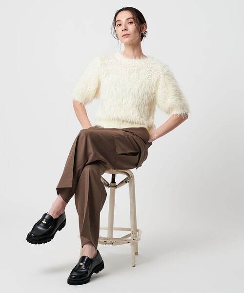 BEAUTY&YOUTH UNITED ARROWS（ビューティーアンドユースユナイテッドアローズ）の「フェザーヤーン ハーフスリーブ ニットプルオーバー（ニット/セーター・レディース・オフホワイト/グレー/ブラック・FREE）」の9枚目の写真