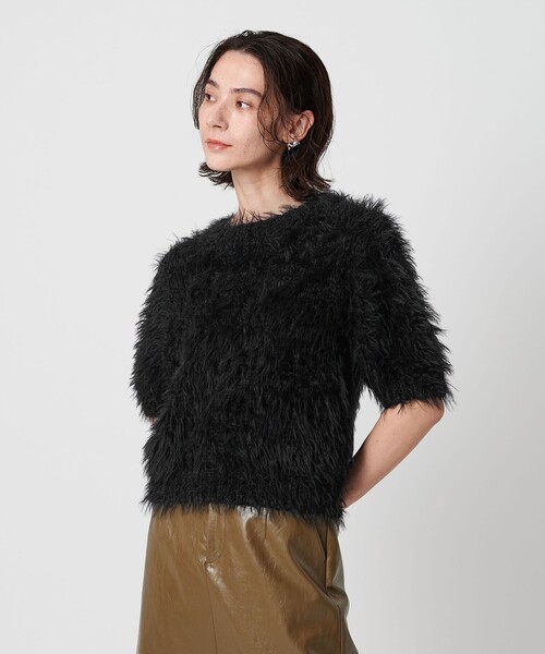 BEAUTY&YOUTH UNITED ARROWS（ビューティーアンドユースユナイテッドアローズ）の「フェザーヤーン ハーフスリーブ ニットプルオーバー（ニット/セーター・レディース・オフホワイト/グレー/ブラック・FREE）」の10枚目の写真