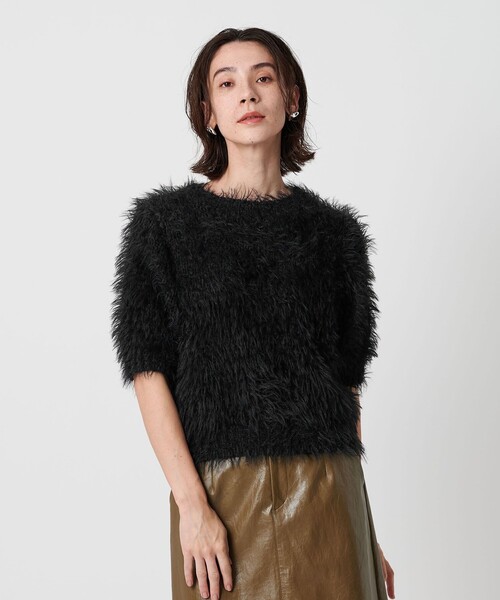 セール】フェザーヤーン ハーフスリーブ ニットプルオーバー（ニット