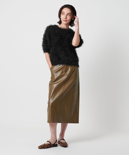 BEAUTY&YOUTH UNITED ARROWS（ビューティーアンドユースユナイテッドアローズ）の「フェザーヤーン ハーフスリーブ ニットプルオーバー（ニット/セーター・レディース・オフホワイト/グレー/ブラック・FREE）」の12枚目の写真
