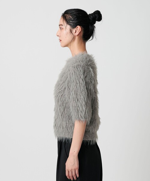 BEAUTY&YOUTH UNITED ARROWS（ビューティーアンドユースユナイテッドアローズ）の「フェザーヤーン ハーフスリーブ ニットプルオーバー（ニット/セーター・レディース・オフホワイト/グレー/ブラック・FREE）」の14枚目の写真