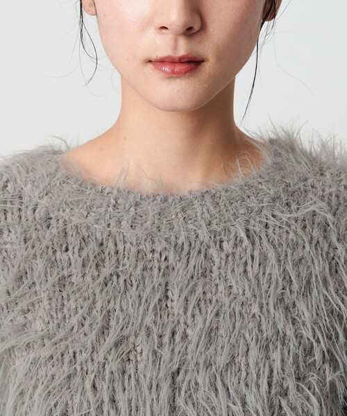 BEAUTY&YOUTH UNITED ARROWS（ビューティーアンドユースユナイテッドアローズ）の「フェザーヤーン ハーフスリーブ ニットプルオーバー（ニット/セーター・レディース・オフホワイト/グレー/ブラック・FREE）」の16枚目の写真