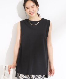 Cutie Blonde | 【汗ジミ軽減/ひんやり/UV】大人のヘルシーな着こなしに タックノースリーブチュニック(チュニック)