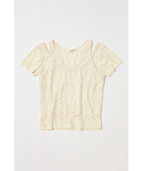 MOUSSY(マウジー)の「LAYERED LACE トップス(Tシャツ/カットソー・レディース・ブラック/オフホワイト/ブラウン・FREE)」の1枚目の写真